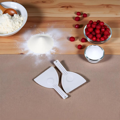 2 Pcs White Plastic Dough Scraper Cutters, Bread Chopper Separator, Flour Scraper, Cake Smoother, Kitchen Cutting Tool with Handle