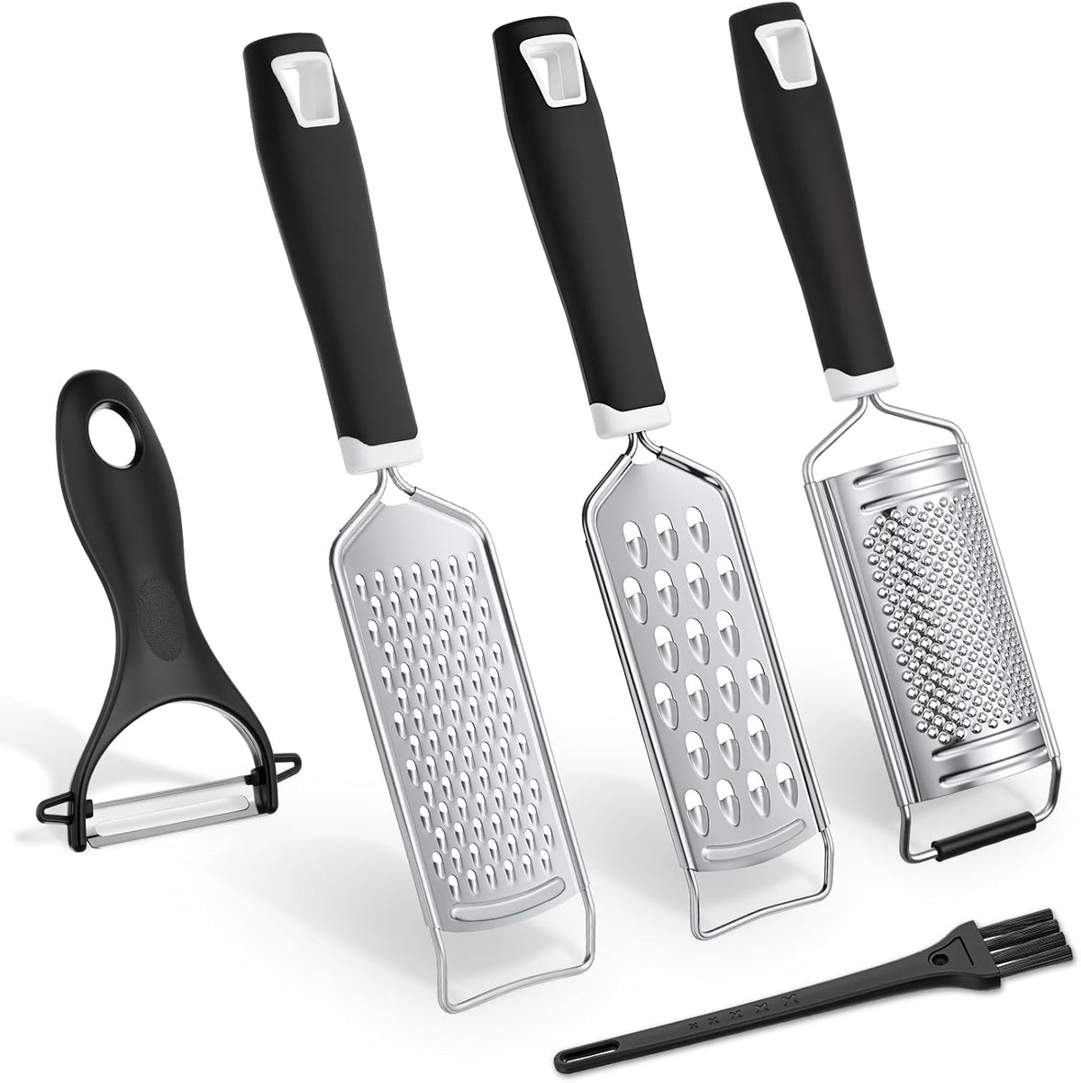 5 Pcs Zester Grater Set Stainless Steel with Peeler, Black