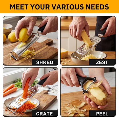5 Pcs Zester Grater Set Stainless Steel with Peeler, Black