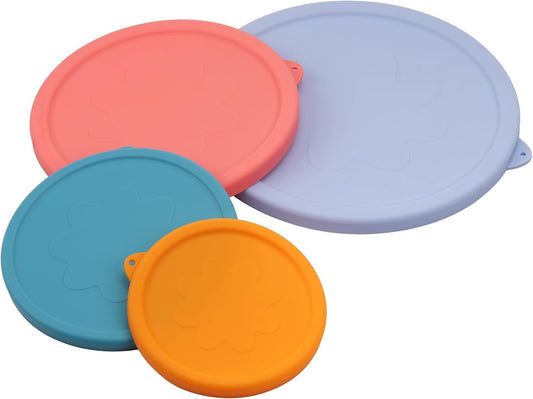 4-Pack Silicone Lids for Pyrex Sculpted Glass Mixing Bowls - Assorted Sizes Fit with 7401-S 3-cup, 7402-S 6-cup, 7403-S 10-cup, & 7404-S 4.5-Quart, Dishwasher & Microwave Safe (Lids Only)