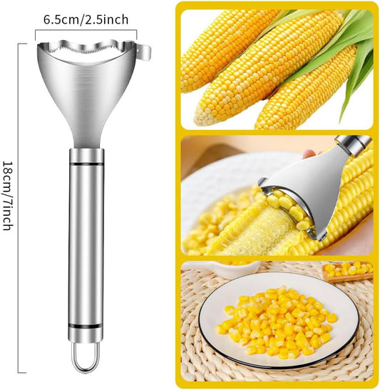3-Pack Stainless Steel Corn Cob Stripper Tool, Corn Kernel Remover & Peeler for Corn on the Cob, Handy Kitchen Corn Stripping Tool for Quickly Removing Corn Kernels