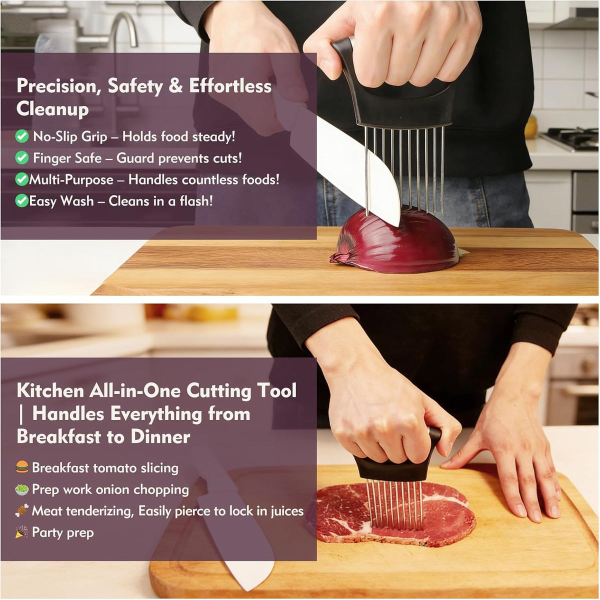 Onion Holder for Slicing, Stainless Steel Onion Slicer