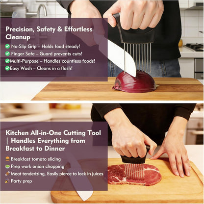 Onion Holder for Slicing, Stainless Steel Onion Slicer