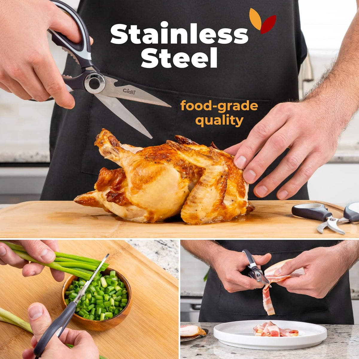 Kitchen Shears & Seafood Scissors Set - Lifetime Replace. Warranty* | Heavy Duty Utility Stainless Steel All Purpose Ultra Sharp Scissors for Meat, Poultry, Food & Cooking - Dishwasher Safe