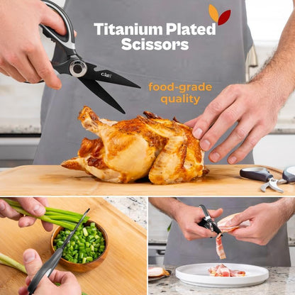 Kitchen Shears & Seafood Scissors Set - Lifetime Replace. Warranty* | Heavy Duty Utility Stainless Steel All Purpose Ultra Sharp Scissors for Meat, Poultry, Food & Cooking - Dishwasher Safe