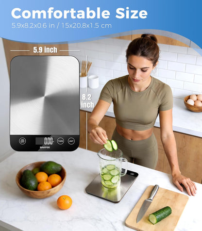 Food Scale, 33lb Kitchen Scale, 1g Precision, USB-C Charging, Black