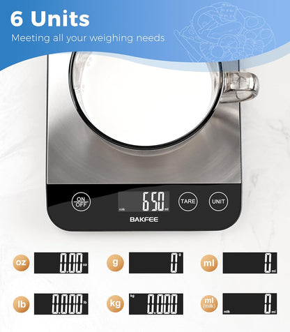 Food Scale, 33lb Kitchen Scale, 1g Precision, USB-C Charging, Black