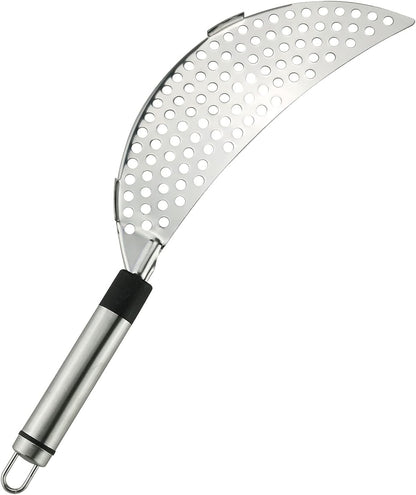 Crescent Pot Strainer Stainless Steel Grease Pasta Strainer Insert Drainer with Handheld for Different Pot Pan Kitchen Tool