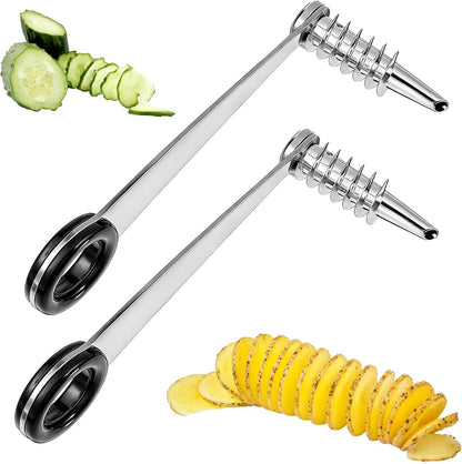 2 Pcs Spiral Potato Cutter, Piranha Spiral Knife Kitchen Accessories Tool