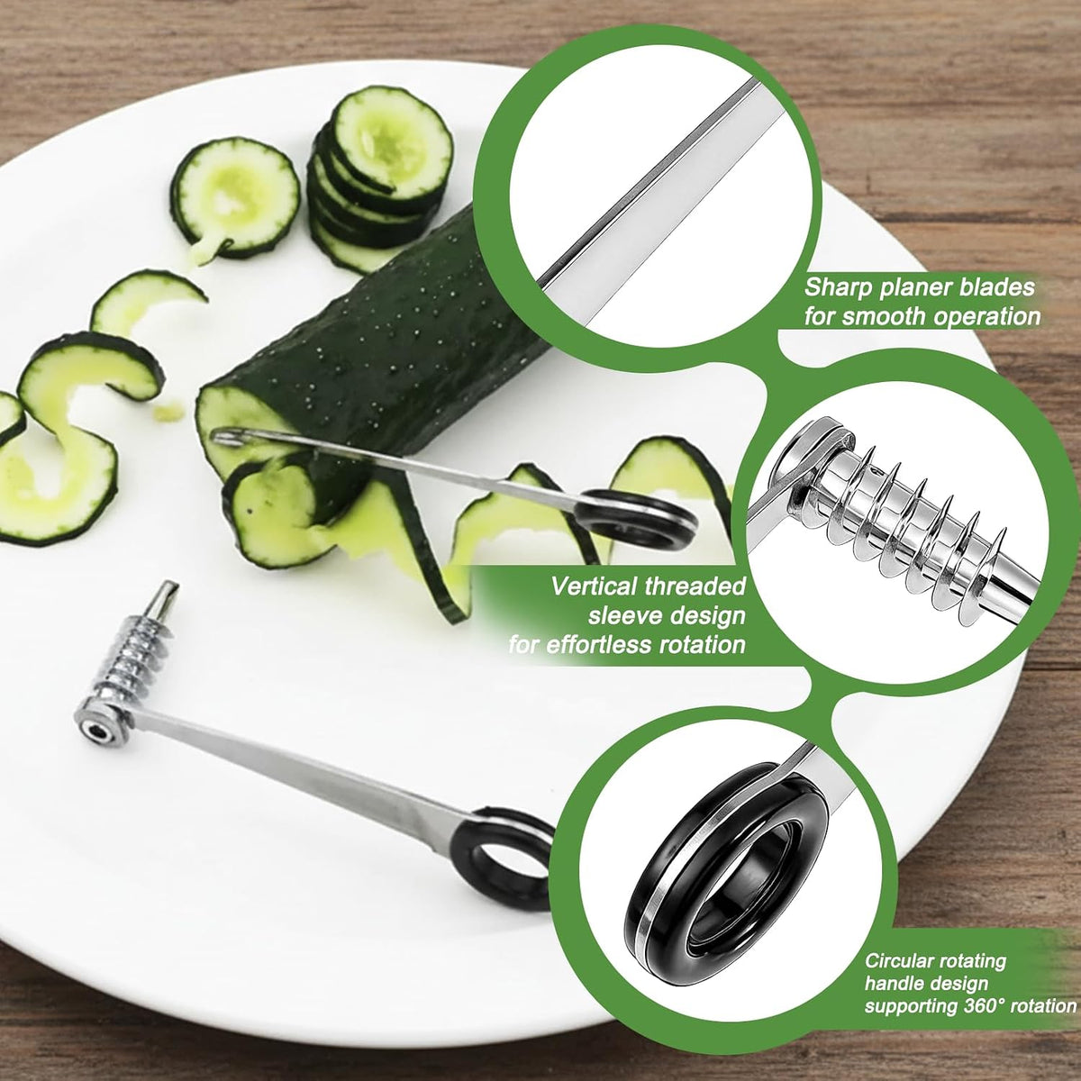 2 Pcs Spiral Potato Cutter, Piranha Spiral Knife Kitchen Accessories Tool