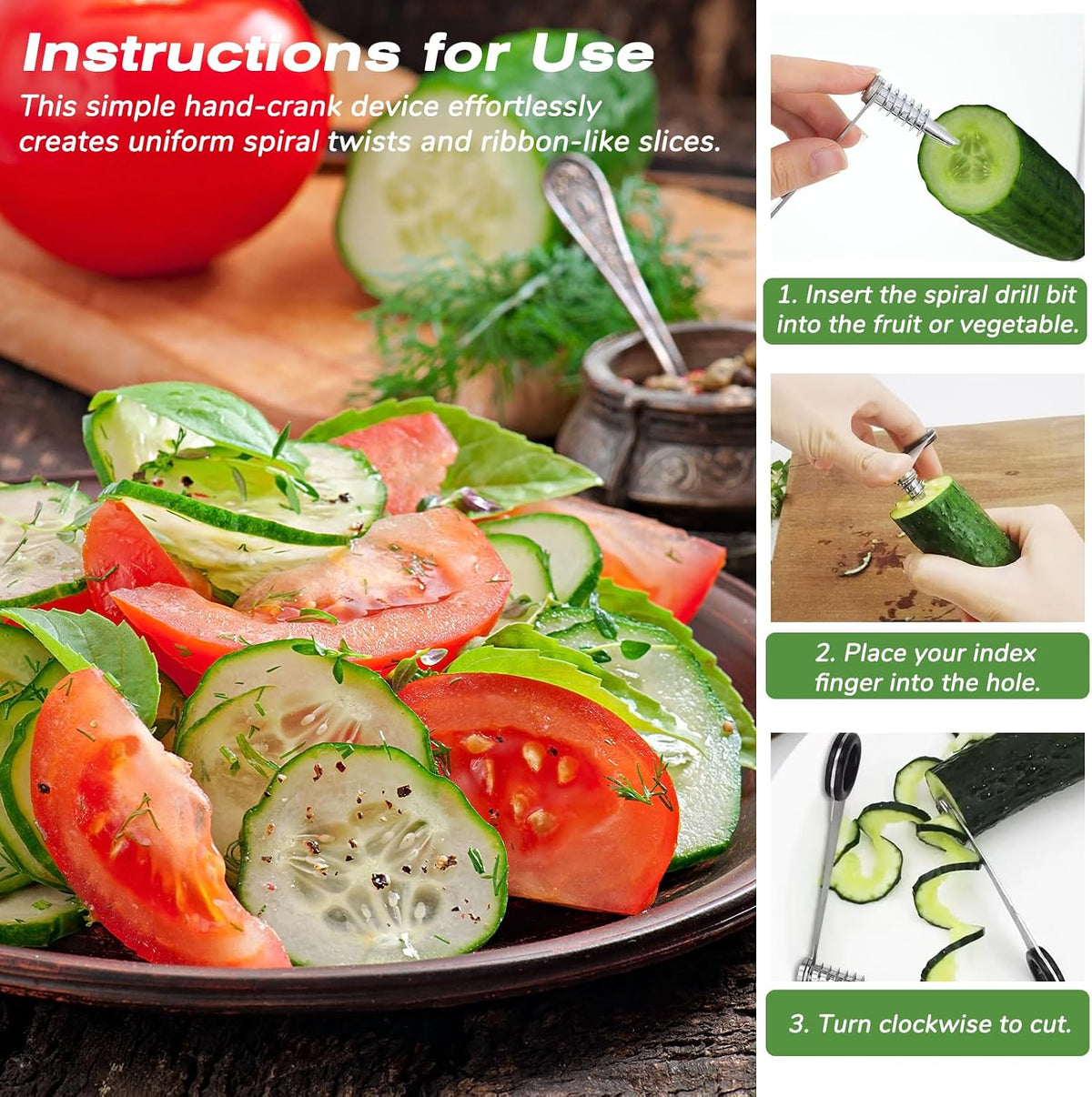 2 Pcs Spiral Potato Cutter, Piranha Spiral Knife Kitchen Accessories Tool