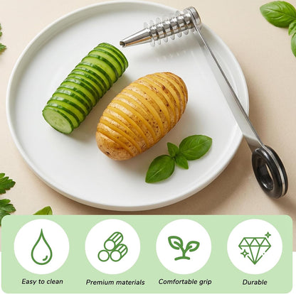 2 Pcs Spiral Potato Cutter, Piranha Spiral Knife Kitchen Accessories Tool