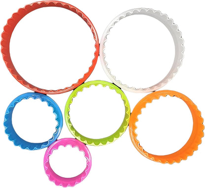 Cookie Biscuit Cutter Set, 6-Pack Dual-Sided Round Plastic Cutters, Smooth & Ruffled Edges, Multi-Size Shapes for Cookies, Cake, Fruit & Vegetables
