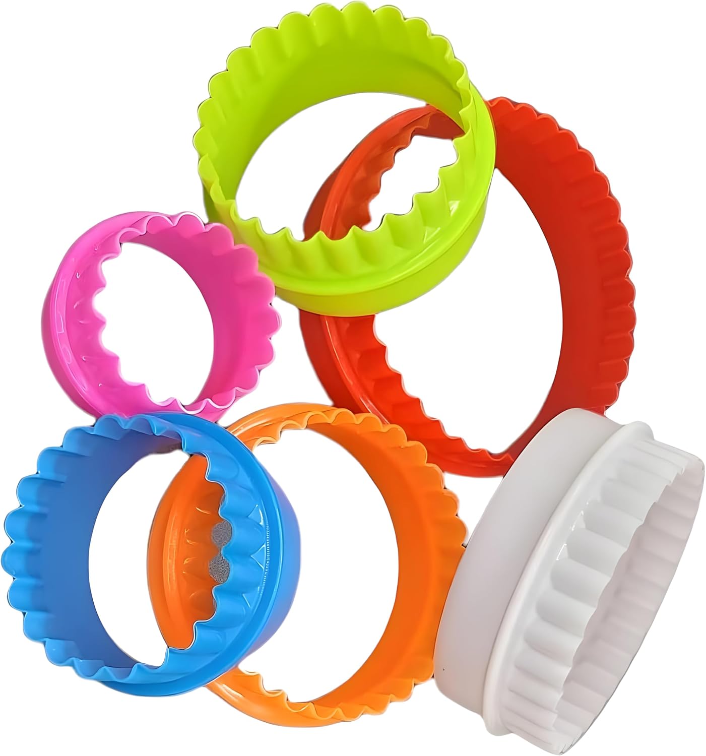 Cookie Biscuit Cutter Set, 6-Pack Dual-Sided Round Plastic Cutters, Smooth & Ruffled Edges, Multi-Size Shapes for Cookies, Cake, Fruit & Vegetables