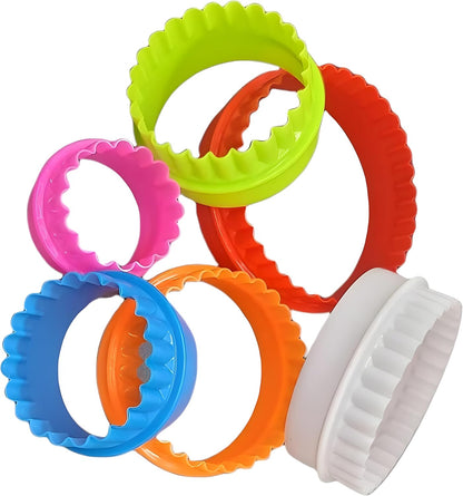 Cookie Biscuit Cutter Set, 6-Pack Dual-Sided Round Plastic Cutters, Smooth & Ruffled Edges, Multi-Size Shapes for Cookies, Cake, Fruit & Vegetables