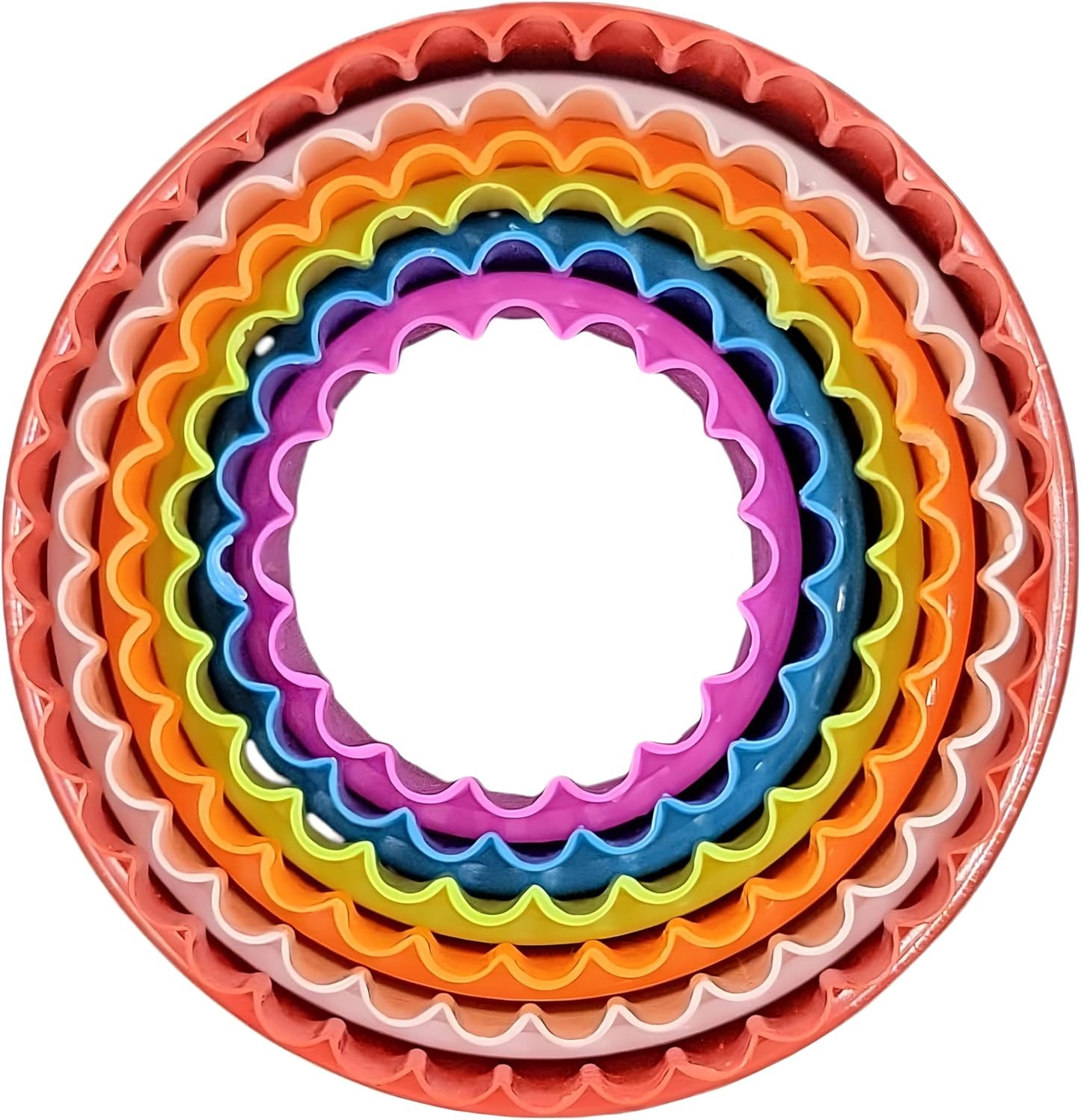 Cookie Biscuit Cutter Set, 6-Pack Dual-Sided Round Plastic Cutters, Smooth & Ruffled Edges, Multi-Size Shapes for Cookies, Cake, Fruit & Vegetables