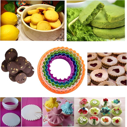 Cookie Biscuit Cutter Set, 6-Pack Dual-Sided Round Plastic Cutters, Smooth & Ruffled Edges, Multi-Size Shapes for Cookies, Cake, Fruit & Vegetables
