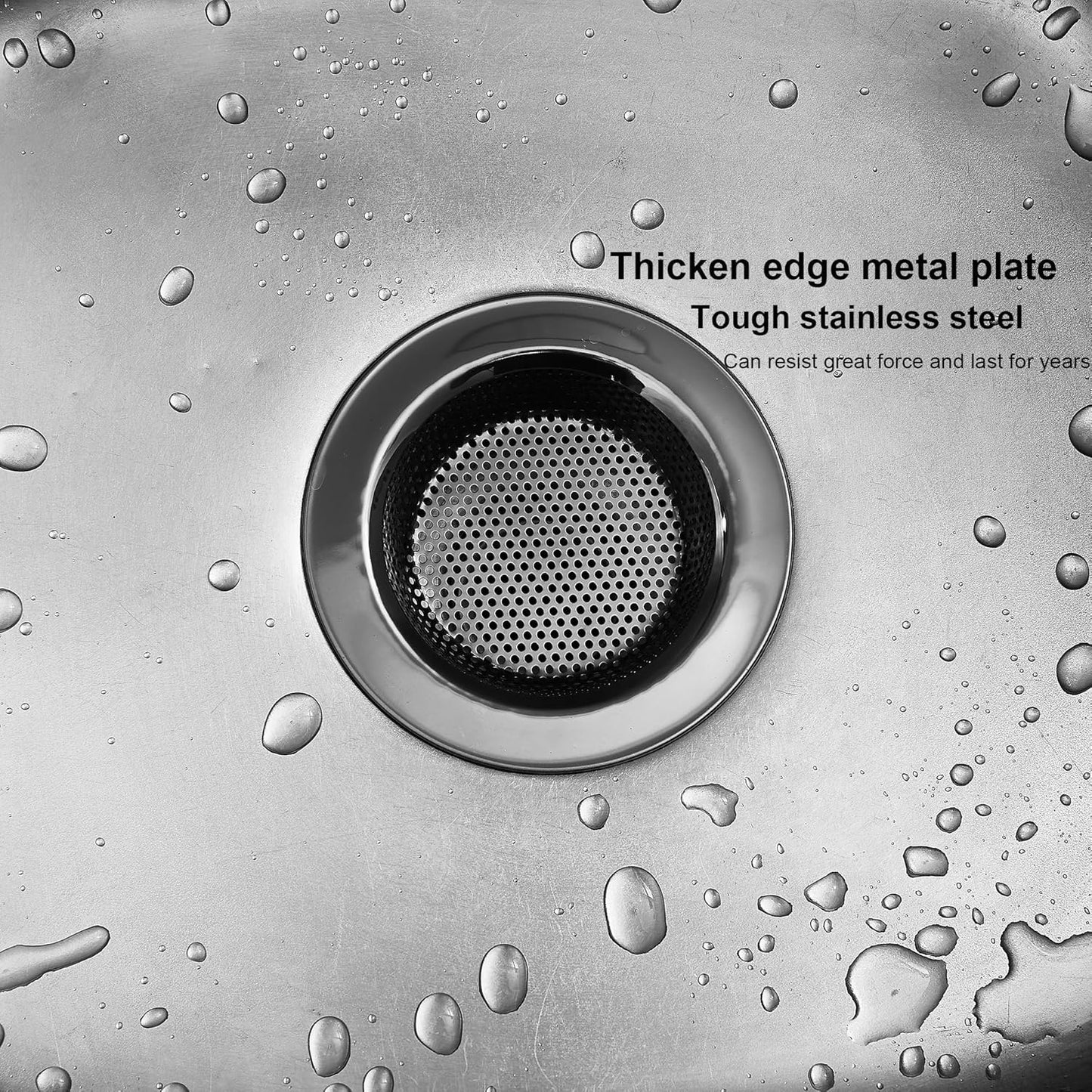 Kitchen Sink Strainer Stainless Steel, Kitchen Sink Drain Strainer, Silver-Black Sink Strainers for Kitchen Sinks with Large Wide Rim 4.5" Diameter (2 PCS)