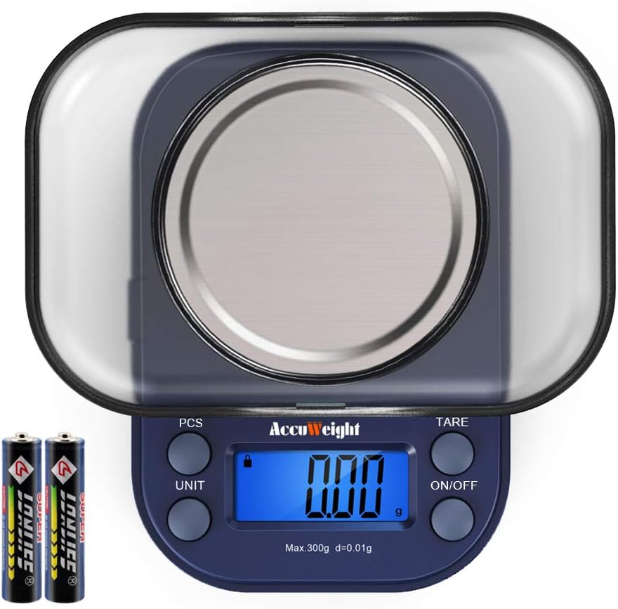 Digital Gram Scale with 300g/0.01g Small Pocket Coffee Scale with High Accuracy, Jewelry Scale with Tare and Calibration for Kitchen Food Scale