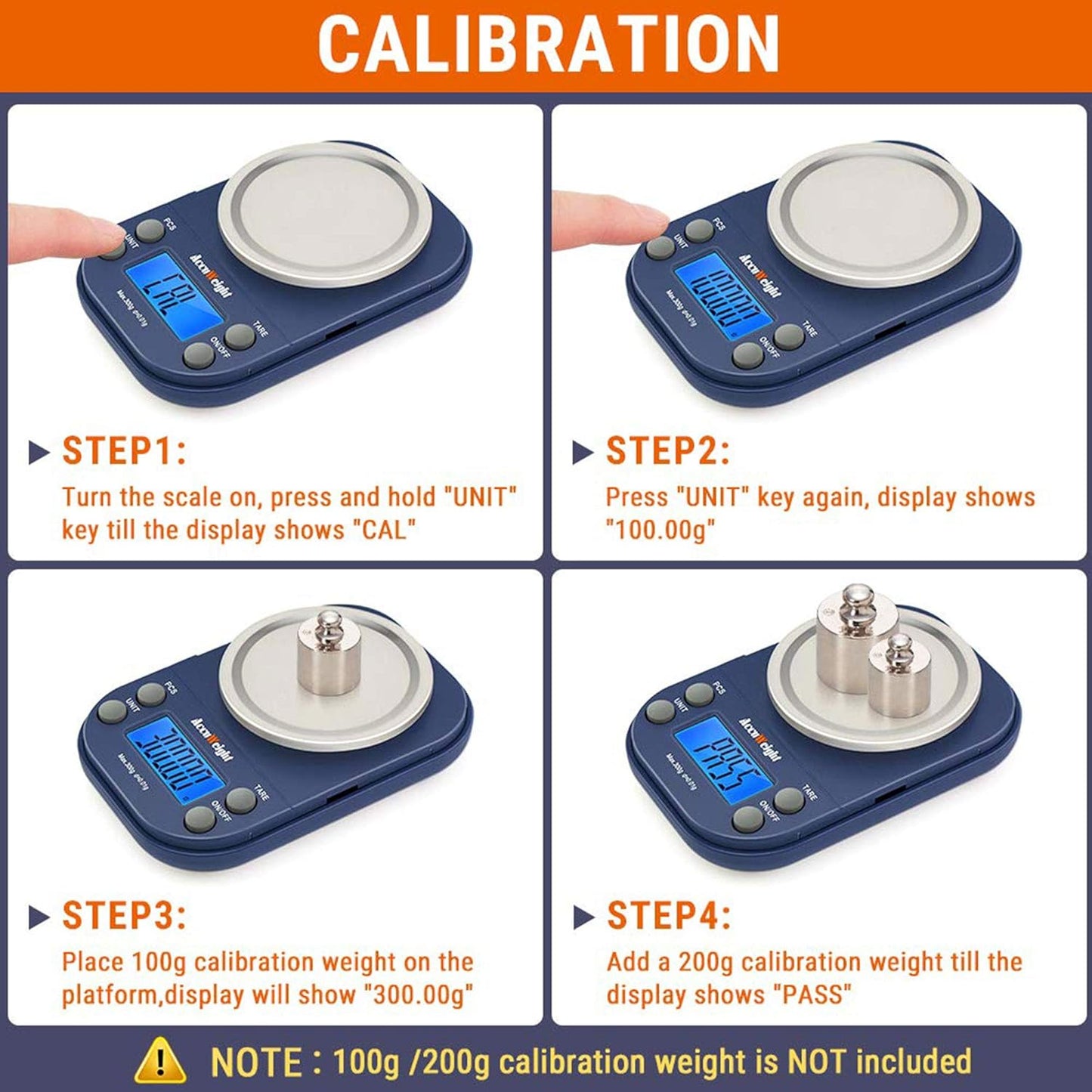 Digital Gram Scale with 300g/0.01g Small Pocket Coffee Scale with High Accuracy, Jewelry Scale with Tare and Calibration for Kitchen Food Scale