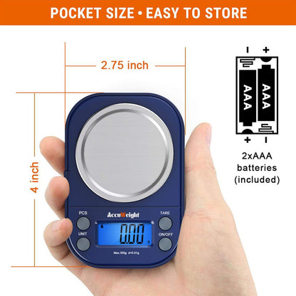 Digital Gram Scale with 300g/0.01g Small Pocket Coffee Scale with High Accuracy, Jewelry Scale with Tare and Calibration for Kitchen Food Scale