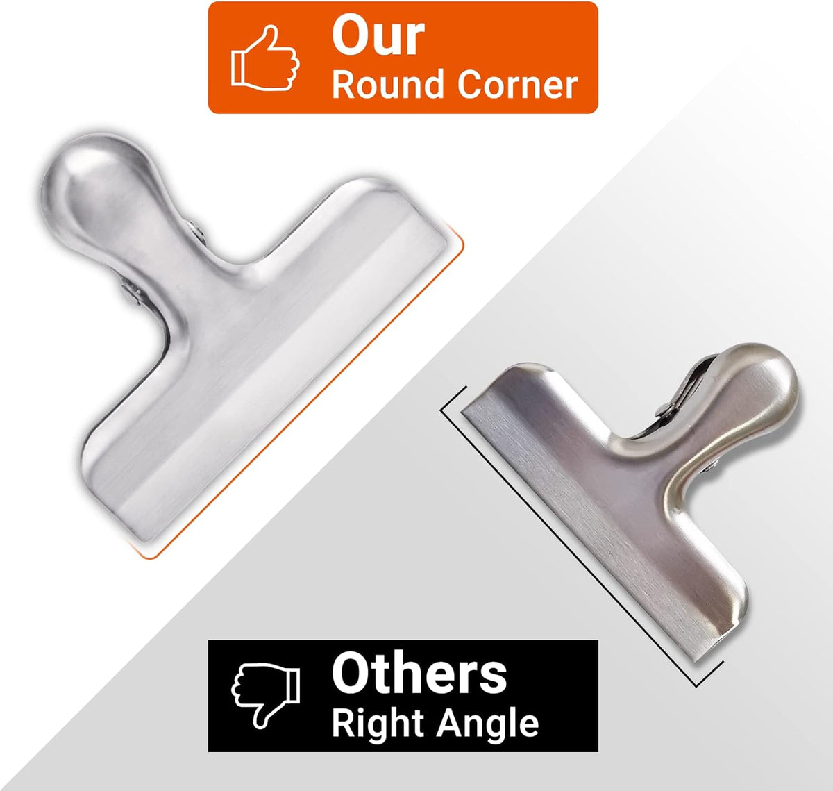 6 Pack Bag Clips, Stainless Steel Chip, Chip Clips Food Clip, Heavy Duty Air Tight Seal Kitchen Clip Snack Food Bag Clamp