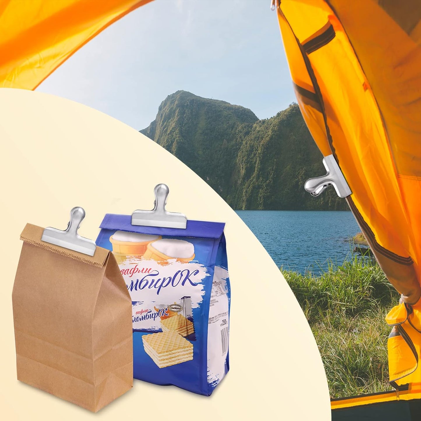 6 Pack Bag Clips, Stainless Steel Chip, Chip Clips Food Clip, Heavy Duty Air Tight Seal Kitchen Clip Snack Food Bag Clamp
