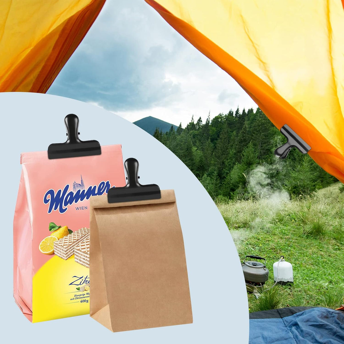 6 Pack Bag Clips, Stainless Steel Chip, Chip Clips Food Clip, Heavy Duty Air Tight Seal Kitchen Clip Snack Food Bag Clamp