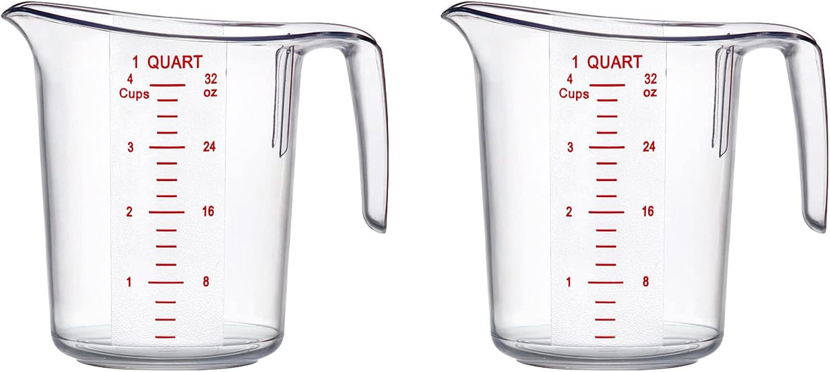 Melissa - 32-Ounce Plastic Measuring Pitcher, 4-Cup (1-Quart) Food-Grade Measuring Jug, Unbreakable, Stackable, Dishwasher-Safe, Great for Oil, Vinegar, Flour, and More