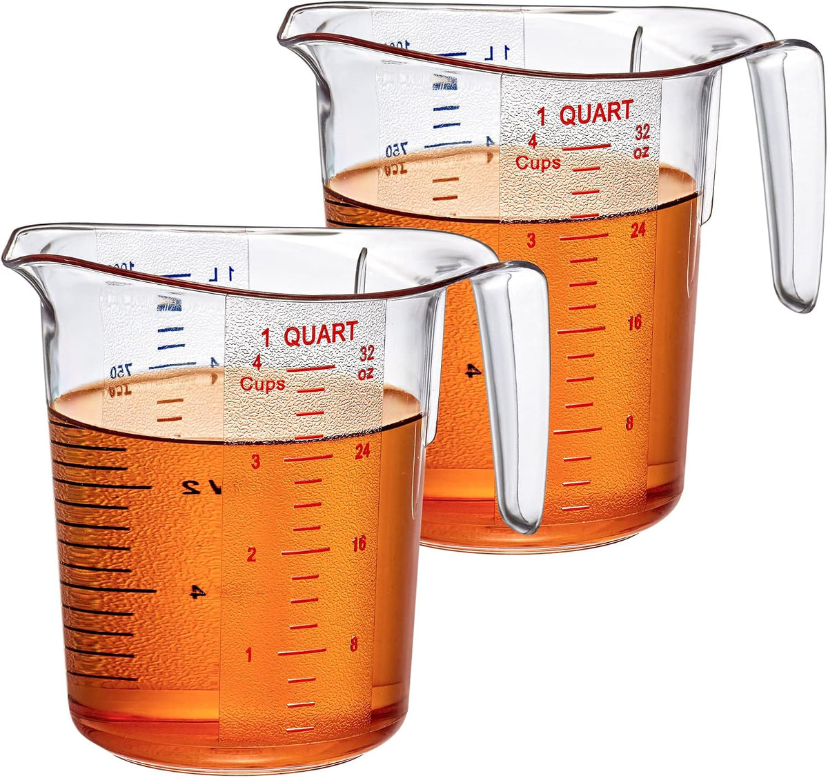 Melissa - 32-Ounce Plastic Measuring Pitcher, 4-Cup (1-Quart) Food-Grade Measuring Jug, Unbreakable, Stackable, Dishwasher-Safe, Great for Oil, Vinegar, Flour, and More