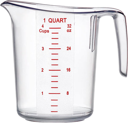 Melissa - 32-Ounce Plastic Measuring Pitcher, 4-Cup (1-Quart) Food-Grade Measuring Jug, Unbreakable, Stackable, Dishwasher-Safe, Great for Oil, Vinegar, Flour, and More