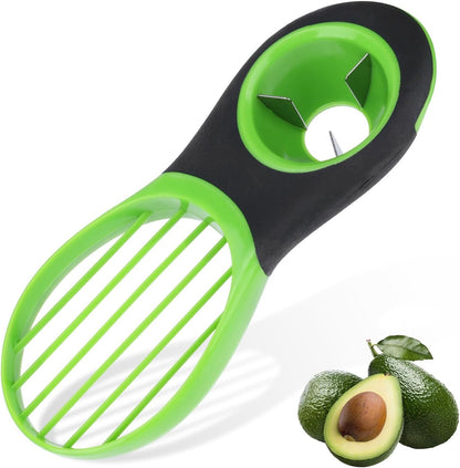 3-in-1 Avocado Slicer Stainless Steel Blade Dishwasher Safe Green