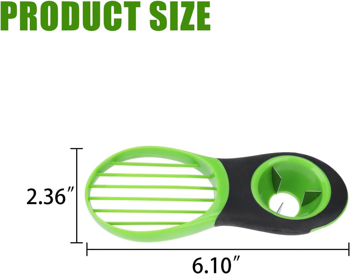 3-in-1 Avocado Slicer Stainless Steel Blade Dishwasher Safe Green