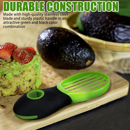 3-in-1 Avocado Slicer Stainless Steel Blade Dishwasher Safe Green
