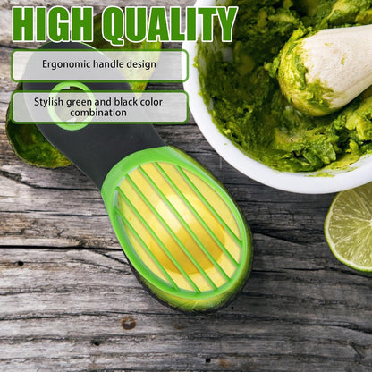 3-in-1 Avocado Slicer Stainless Steel Blade Dishwasher Safe Green