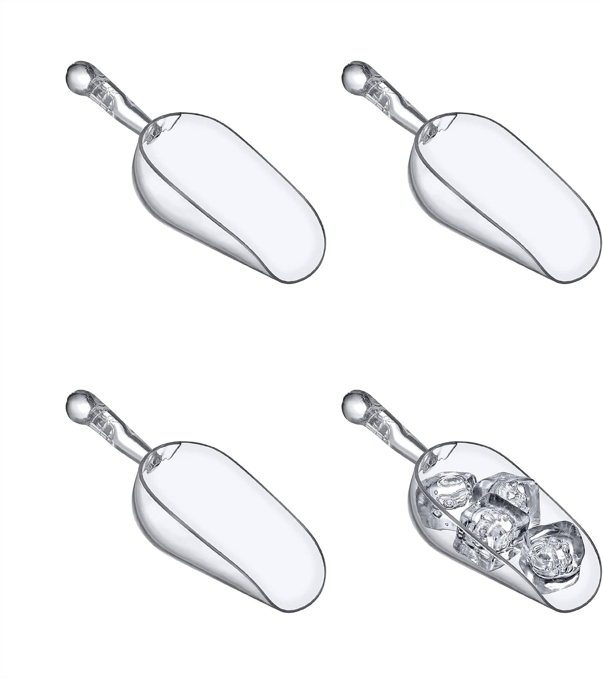 Elsa - 5-Ounce Plastic Ice Scoops (Set of 4), Plastic Utility Scoops, BPA-Free, Food-Grade, Shatter-Proof, Good for Kitchen and Restaurant, Perfect for Home and Commercial Use