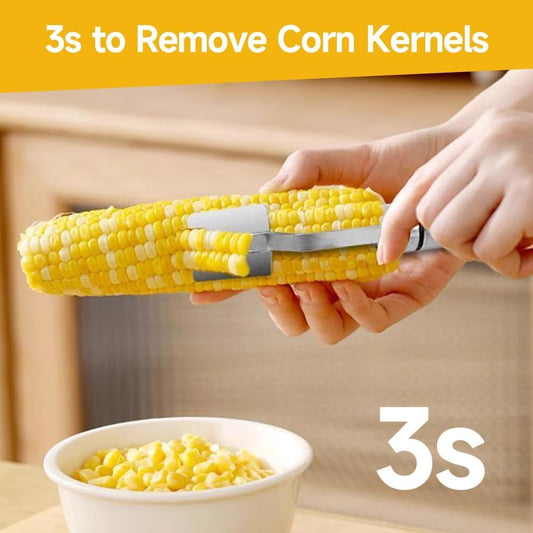 2026 New Corn Peeler, Corn Cob Stripper Tool Stainless Steel Corn Peeler for Corn on the Cob Multifunctional Kitchen Gadget Corn On Cob Remover Cutter Tool (Wood+Silver)
