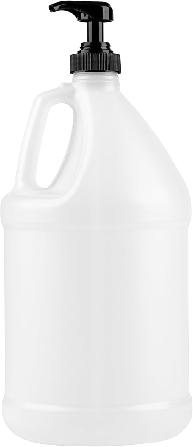 1-Gallon Plastic Jug with Pump Dispenser - Ideal for Epoxy Resin, Laundry Detergent, Liquid Soap, Snow Cone Syrup, Batter