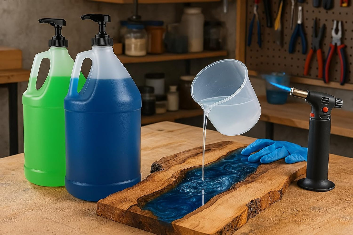 1-Gallon Plastic Jug with Pump Dispenser - Ideal for Epoxy Resin, Laundry Detergent, Liquid Soap, Snow Cone Syrup, Batter
