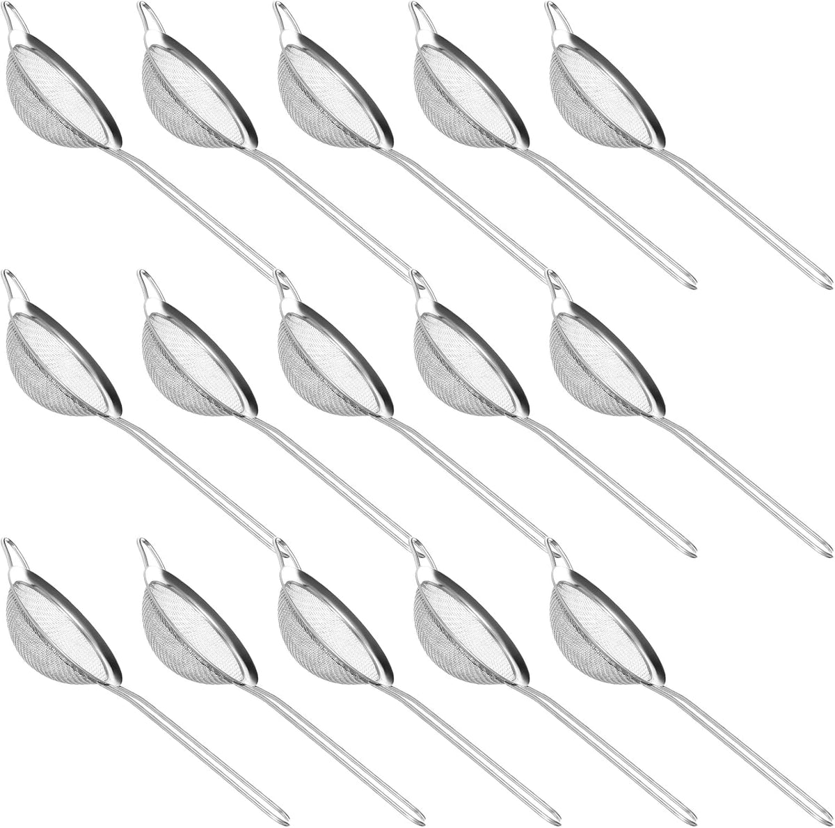 15 Pcs Stainless Steel Small Strainer, Small Fine Mesh Tea Strainer, Mini Stainless Steel Sieve with Handle, Kitchen Metal Sifter Strainers for Tea, Juicing, Coffee, Cocktail, Powdered Sugar, Matcha