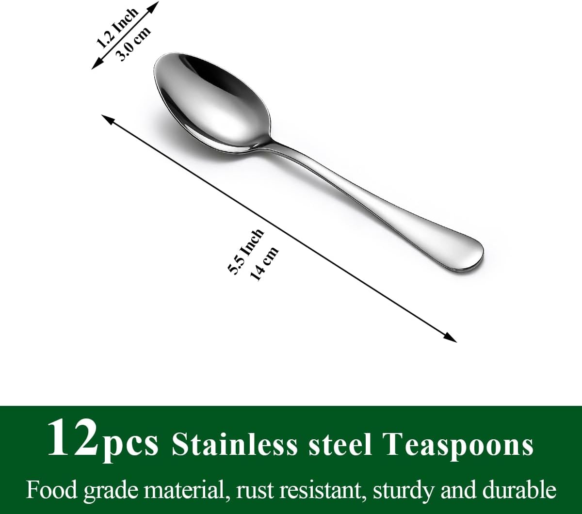 Demitasse Espresso Spoons 12 Pieces 5.5", Stainless Steel Mini Spoons Set for Coffee, Dessert, Ice Cream, Metal Cutlery Spoon for Home, Kitchen, Restaurant Café, Dishwasher Safe