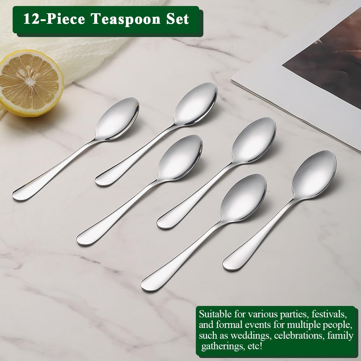 Demitasse Espresso Spoons 12 Pieces 5.5", Stainless Steel Mini Spoons Set for Coffee, Dessert, Ice Cream, Metal Cutlery Spoon for Home, Kitchen, Restaurant Café, Dishwasher Safe