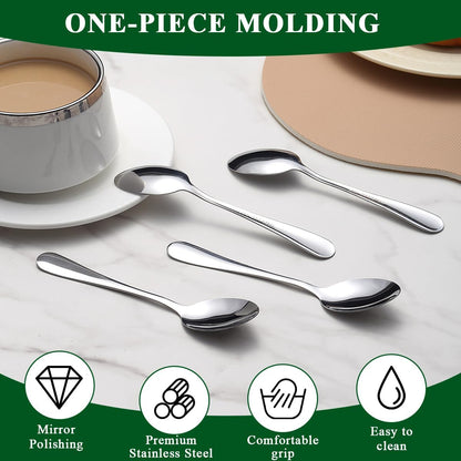 Demitasse Espresso Spoons 12 Pieces 5.5", Stainless Steel Mini Spoons Set for Coffee, Dessert, Ice Cream, Metal Cutlery Spoon for Home, Kitchen, Restaurant Café, Dishwasher Safe