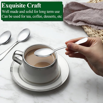Demitasse Espresso Spoons 12 Pieces 5.5", Stainless Steel Mini Spoons Set for Coffee, Dessert, Ice Cream, Metal Cutlery Spoon for Home, Kitchen, Restaurant Café, Dishwasher Safe