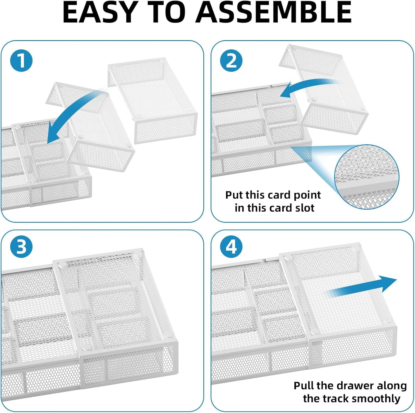 Expandable Desk Drawer Organizer, Mesh Drawer Organizer Tray with 10 Adjustable Compartments, Desk Organizers and Accessories, 5 Dividers Drawer for Office Supplies, Makeup & Vanity (Black)