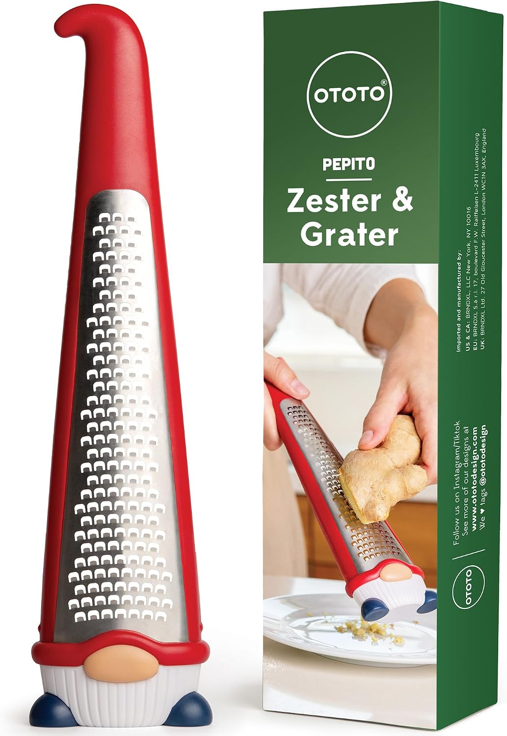 Grater - Stainless Steel, BPA Free, Dishwasher Safe, Fun Kitchen Gadget, Vegetable Shredder, Cute Kitchen Gifts & Accessories (Pepito Gnome Grater, Red)