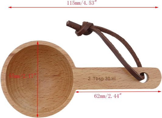 30ml Wood Measuring Spoon Scoop, 2 Tbsp | Wooden Tablespoon, Measuring Scoop, Retro Coffee Spoons, for Dry Ingredients, Ground Tea, Spice
