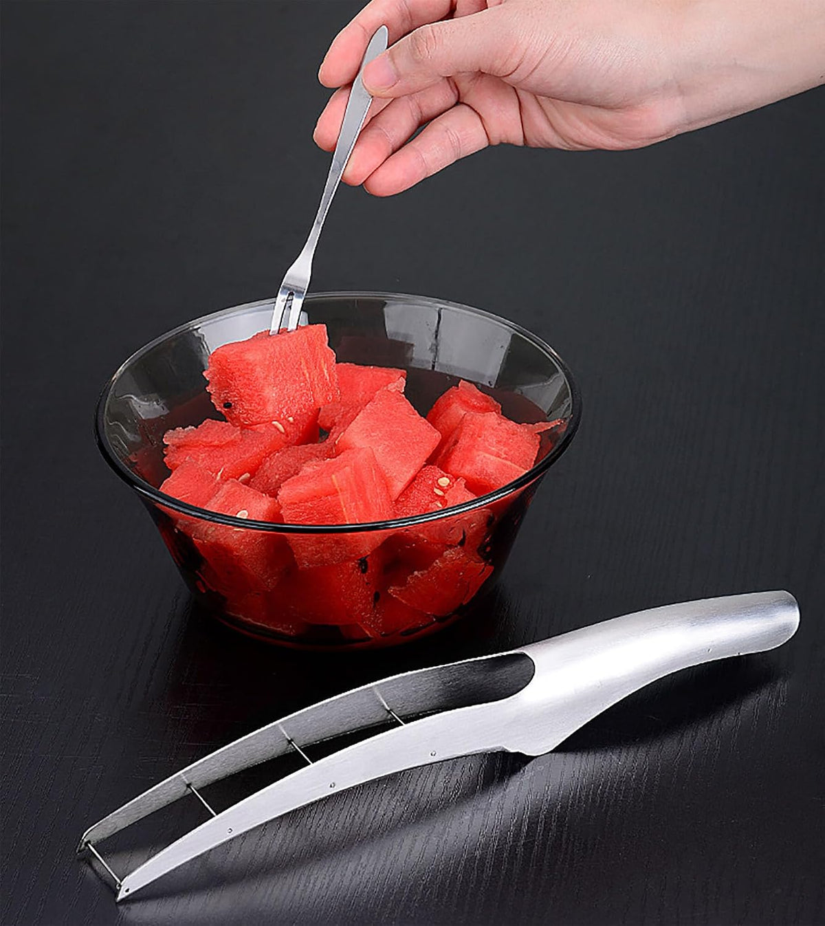 Watermelon Cutter Slicer with 2 Pieces Forks, Stainless Steel