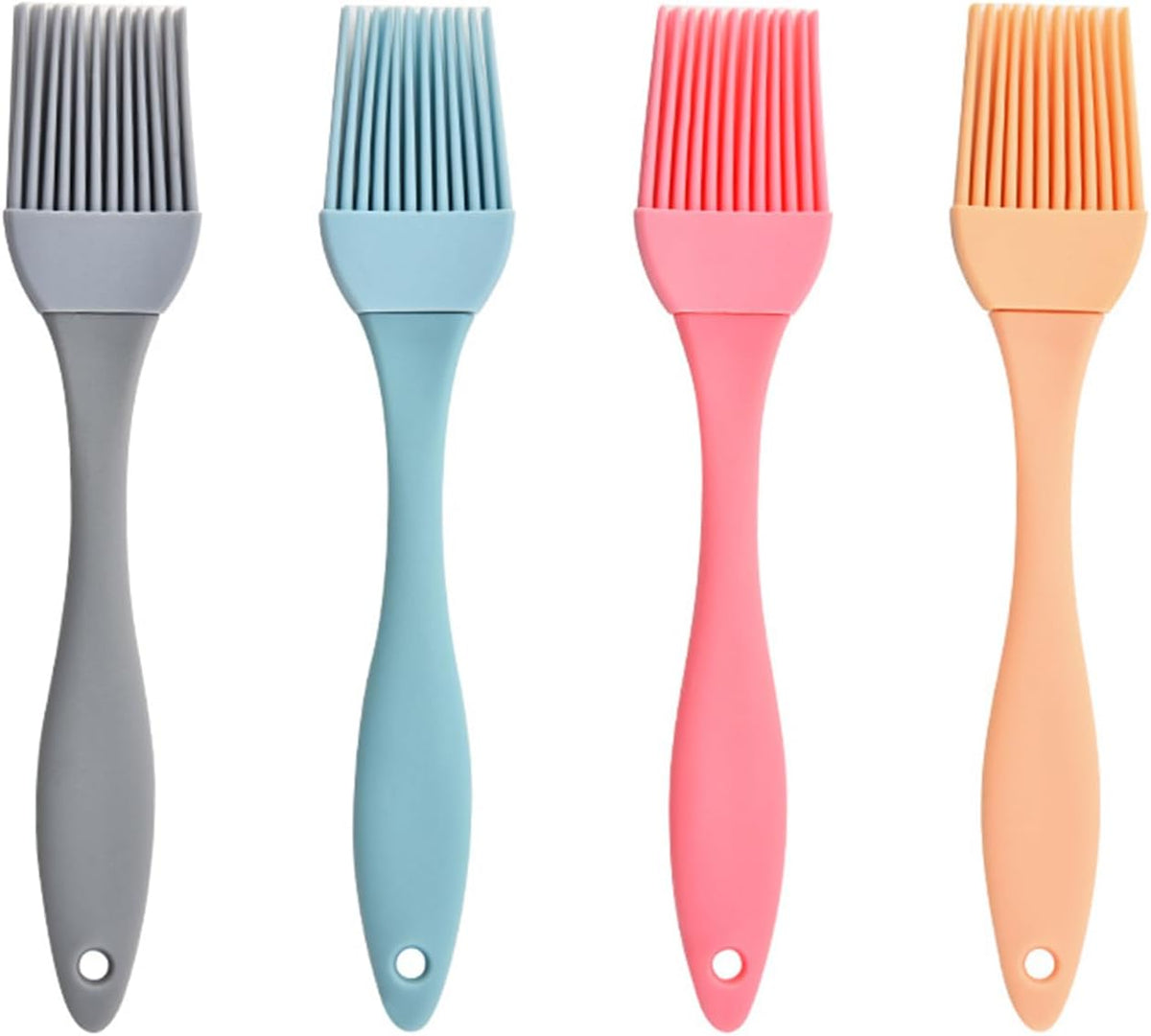 Silicone Oil Brush 4PCS Household Pouring Pastry Brush with Removable Head for Kitchen Cooking Baking Grilling Sauce Butter Marinade Blue Gray Pink Apricot