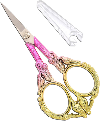 Sewing Embroidery Scissors, Small Thread Shears with Cover | 4.6in, Sharp, Precision, for Craft, Artwork, Needlework, Yarn, Knitting, Paper Cutting, Detail Snips, Cute DIY Kit, Black